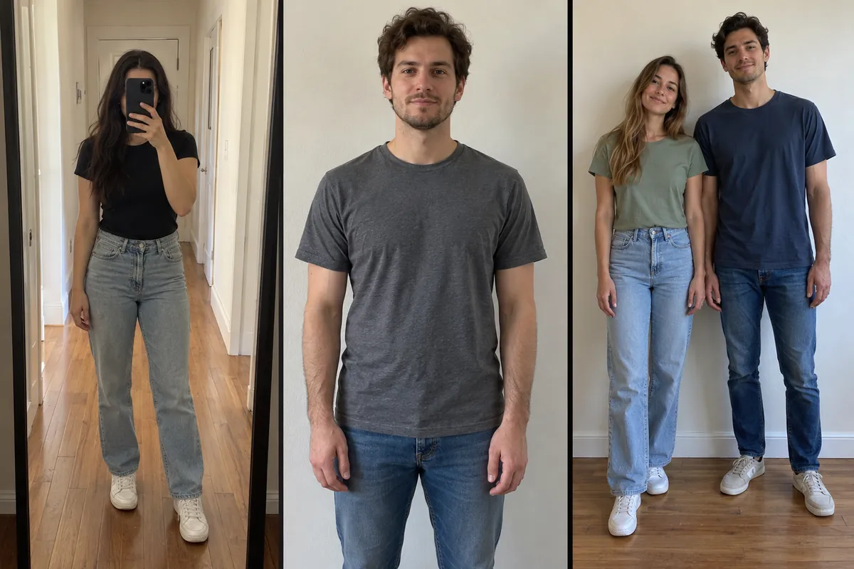 Foto ruim: celular na mão, pernas cortadas, duas pessoas