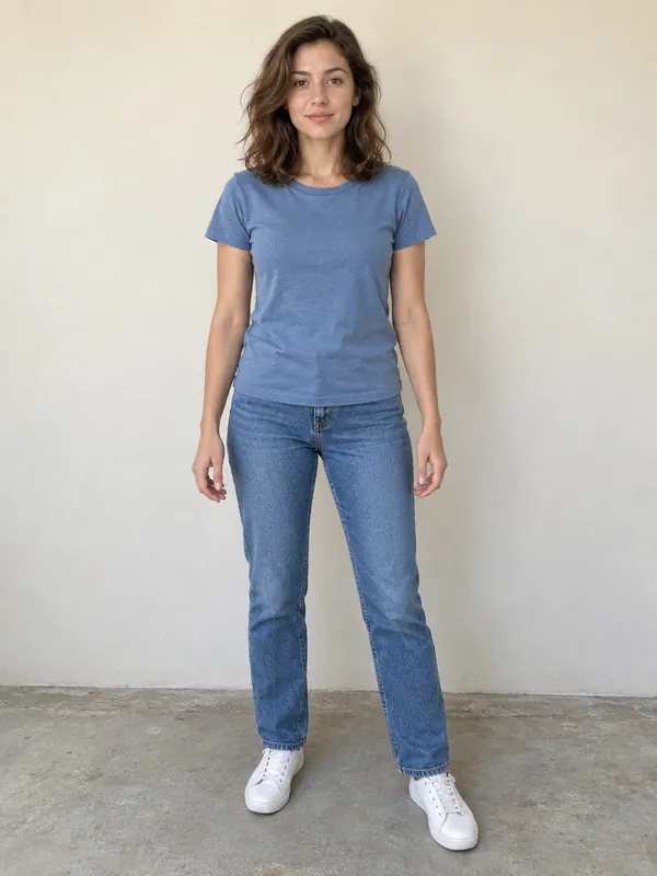 Foto boa: corpo inteiro, rosto visível, mãos livres
